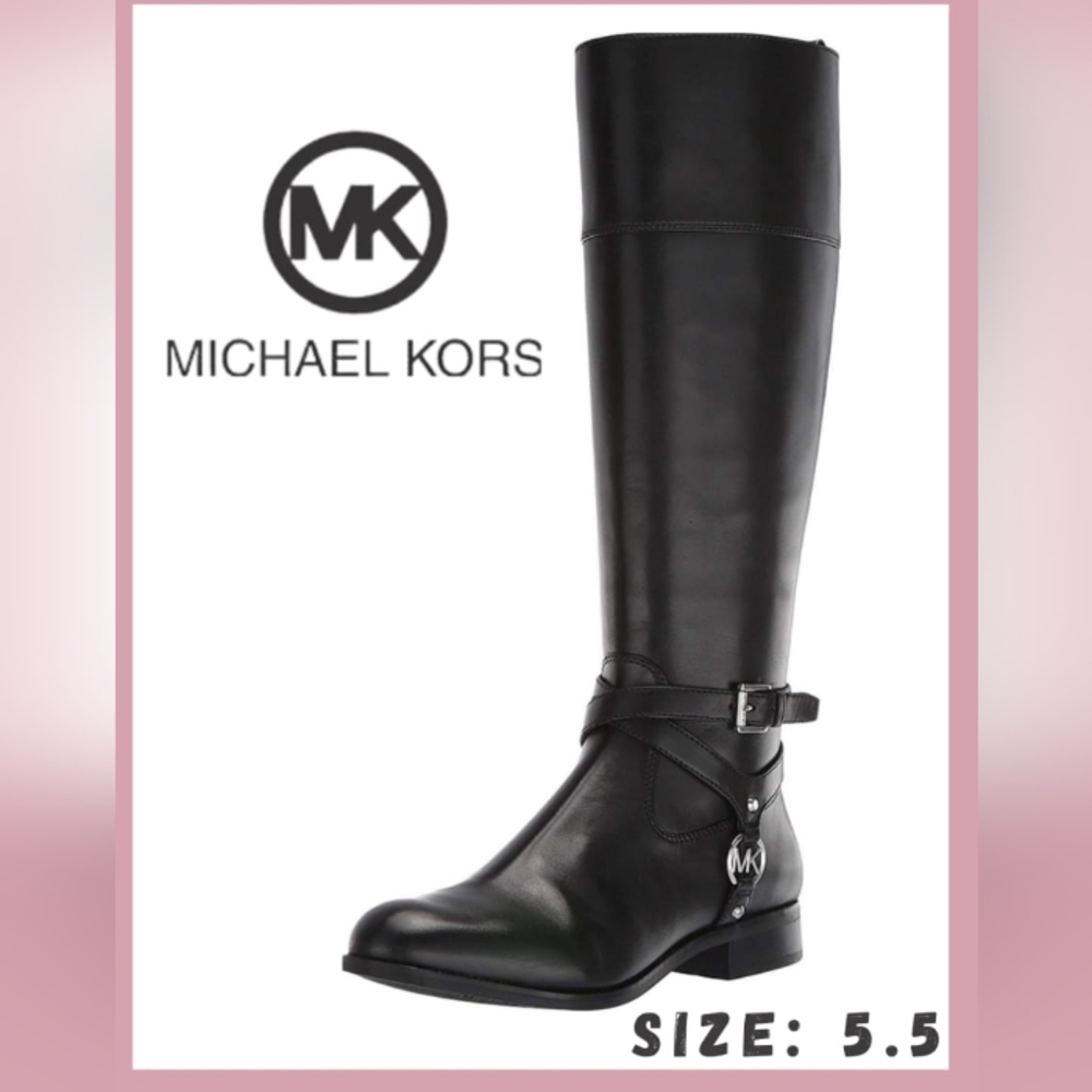 ✨New! Michael Michael Kors Womens Preston Leather Riding Boots Black. NEW.